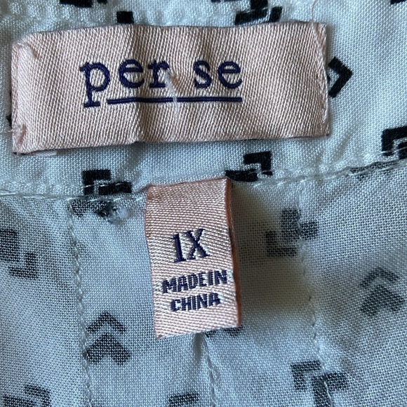 Per se White And Black Arrow Plus Size 1X Long Sleeve Buttoned Down Shirt Blouse - Picture 7 of 8